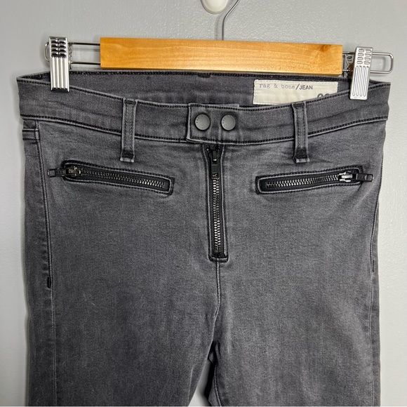 RAG & BONE Washed Black Moto Style Skinny Jeans - Picture 3 of 5